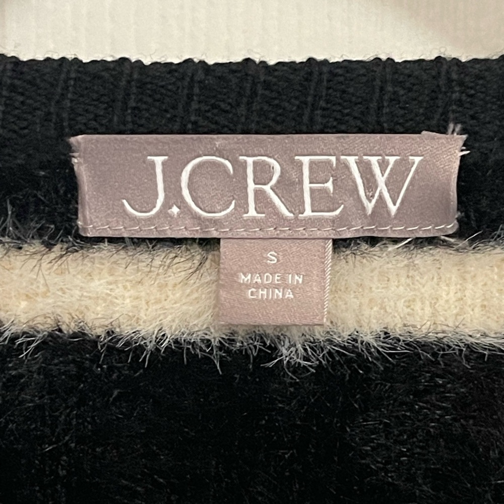 J. CREW Sweater Lady Jacket - Black and Ivory Striped Brushed Yarn - Sz S - Picture 7 of 11